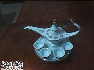 神灯酒具，湖南陶瓷研究所精制,自释釉，绿玉色，美丽至极，醴陵陶瓷收藏