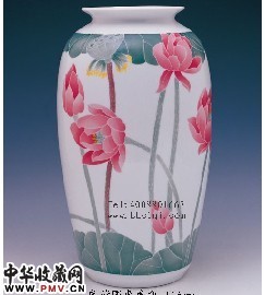 盛荷图枣意瓶H36cm