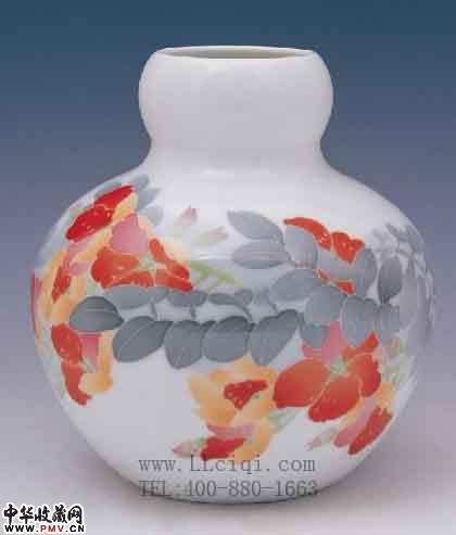 包裹花葫芦瓶,红官窑醴陵陶瓷花瓶，红官窑品牌瓷器，
