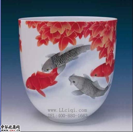 大程瓷器张林清陶瓷作品：红叶红时庆有余，釉下五彩陶瓷天尊