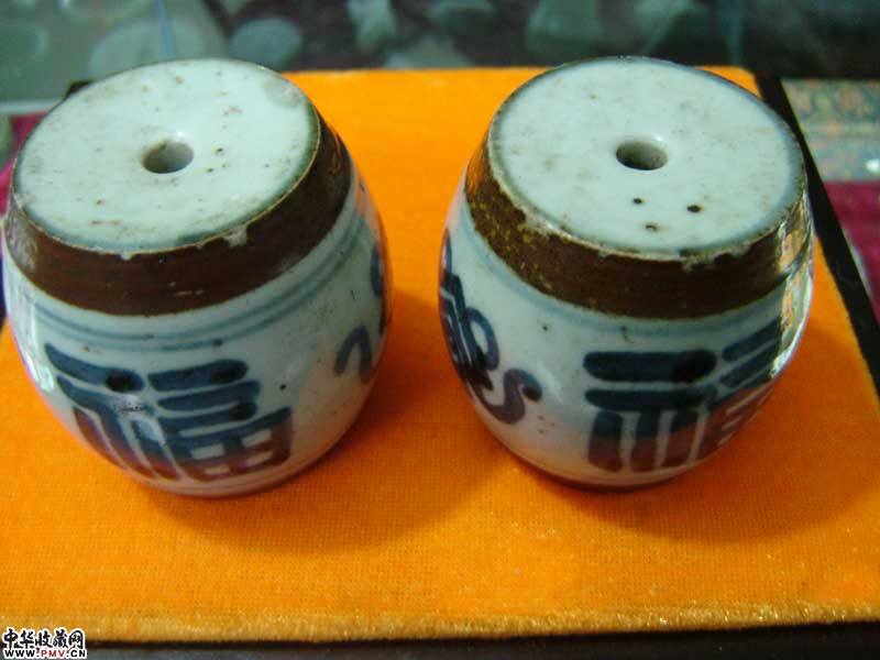 康熙青花瓷鼓一对