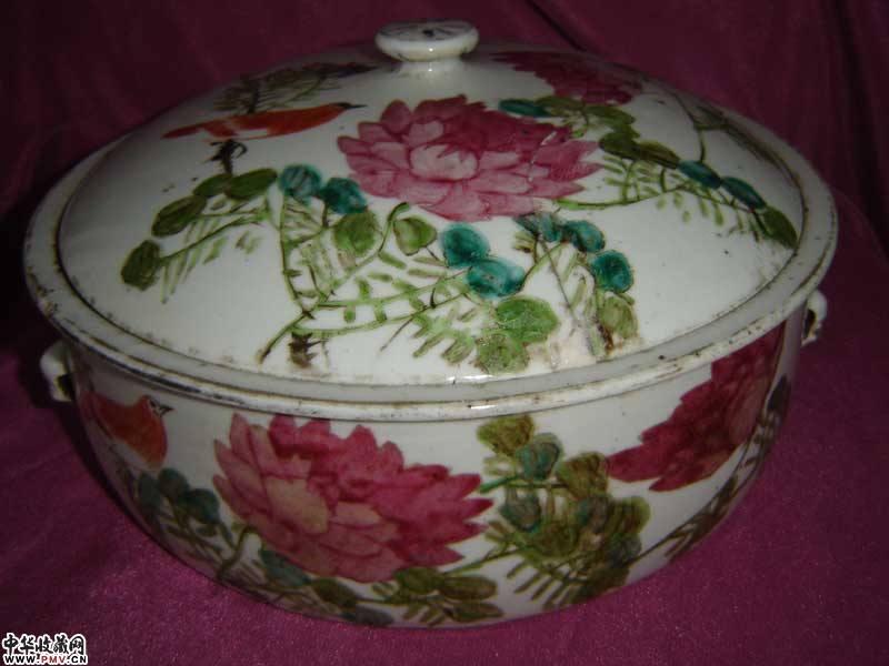 光绪粉彩花鸟一品锅