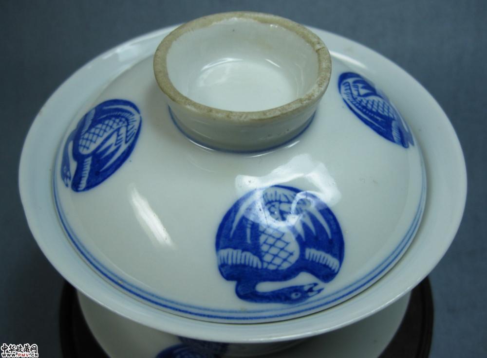 民国团鹤纹青花盖茶碗一套藏家展厅收藏资讯|艺术家|书画家|书画名人 