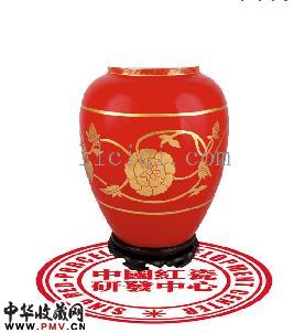 缠枝纹莲子缸中国红瓷吉祥平安，好运生生不息，福寿无疆，财源连绵不断