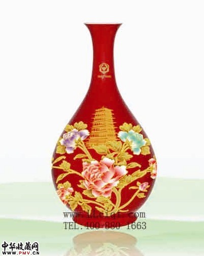 西安世园会红瓷花瓶，玉壶春吉祥长安，西安世园会中国红瓷礼品花瓶