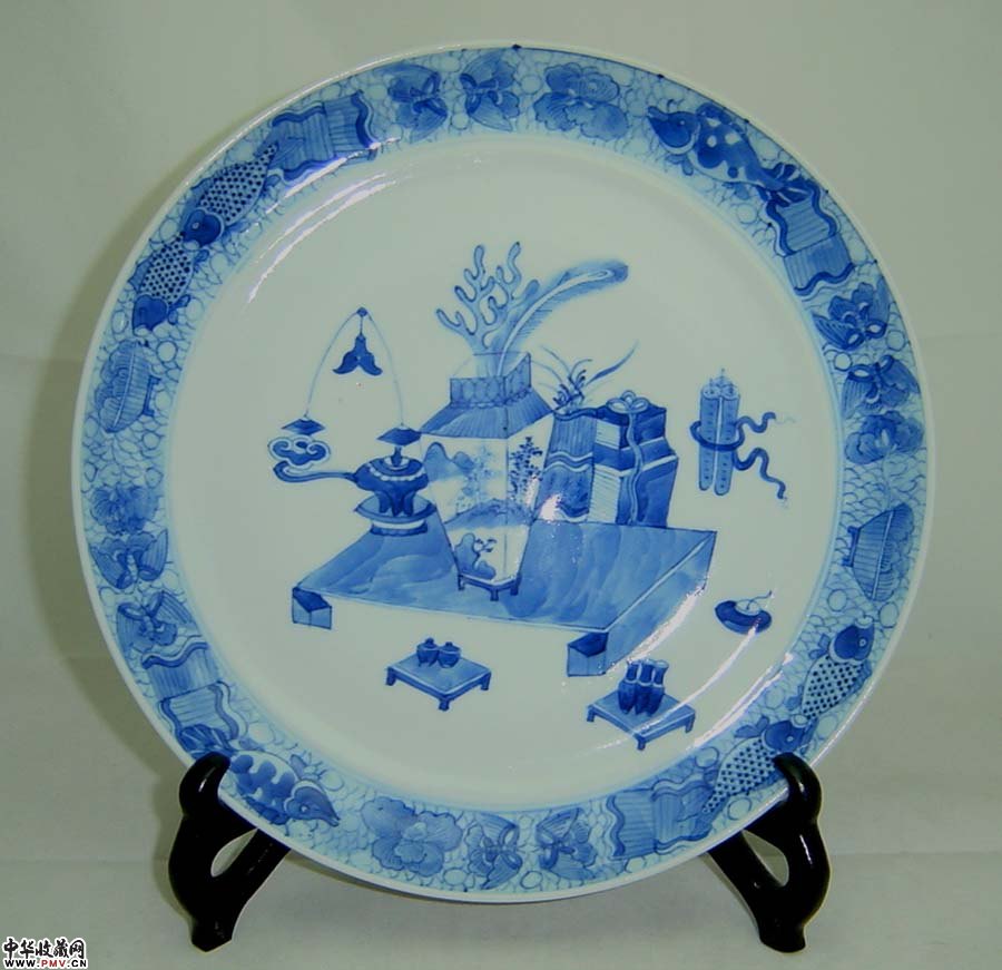 清*光绪青花博古纹盘（已转让）