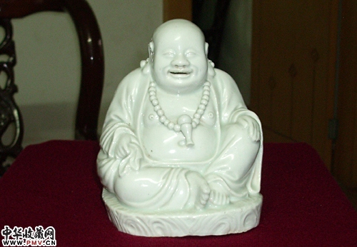 清晚*白釉弥勒佛像