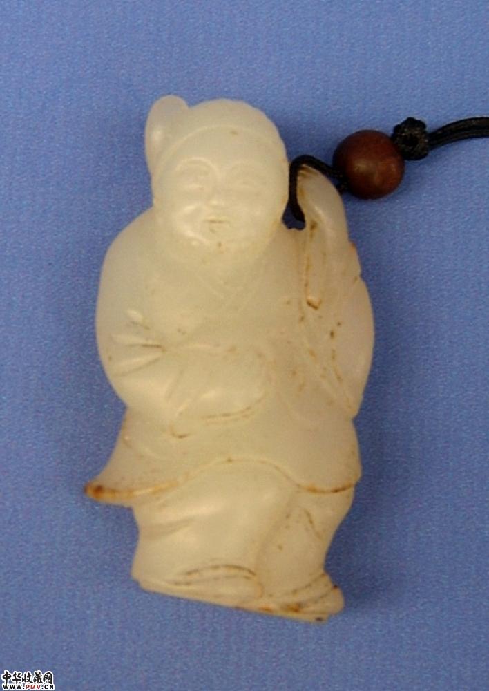 明代和田白玉人物雕件