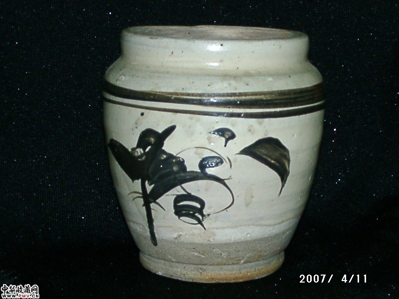 元-磁洲窑白地黑花罐,已售