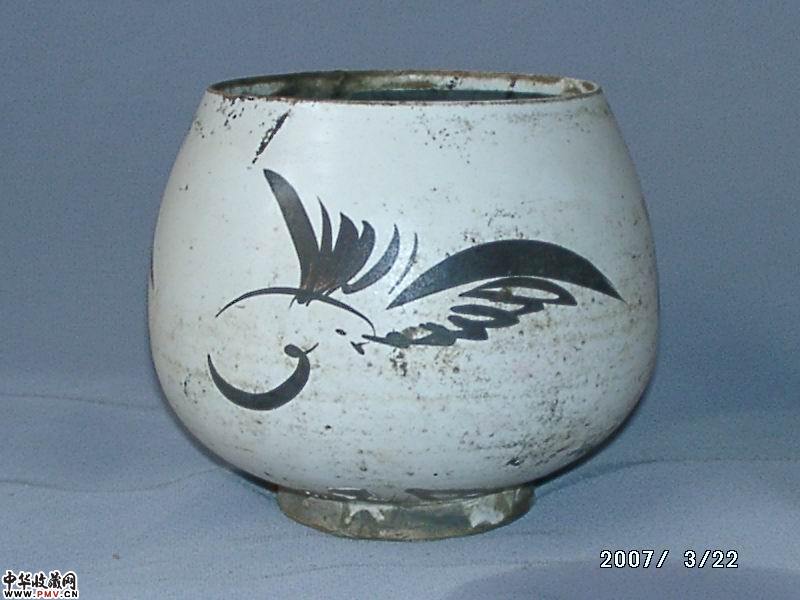 元-磁洲窑白地黑花豆(已售)