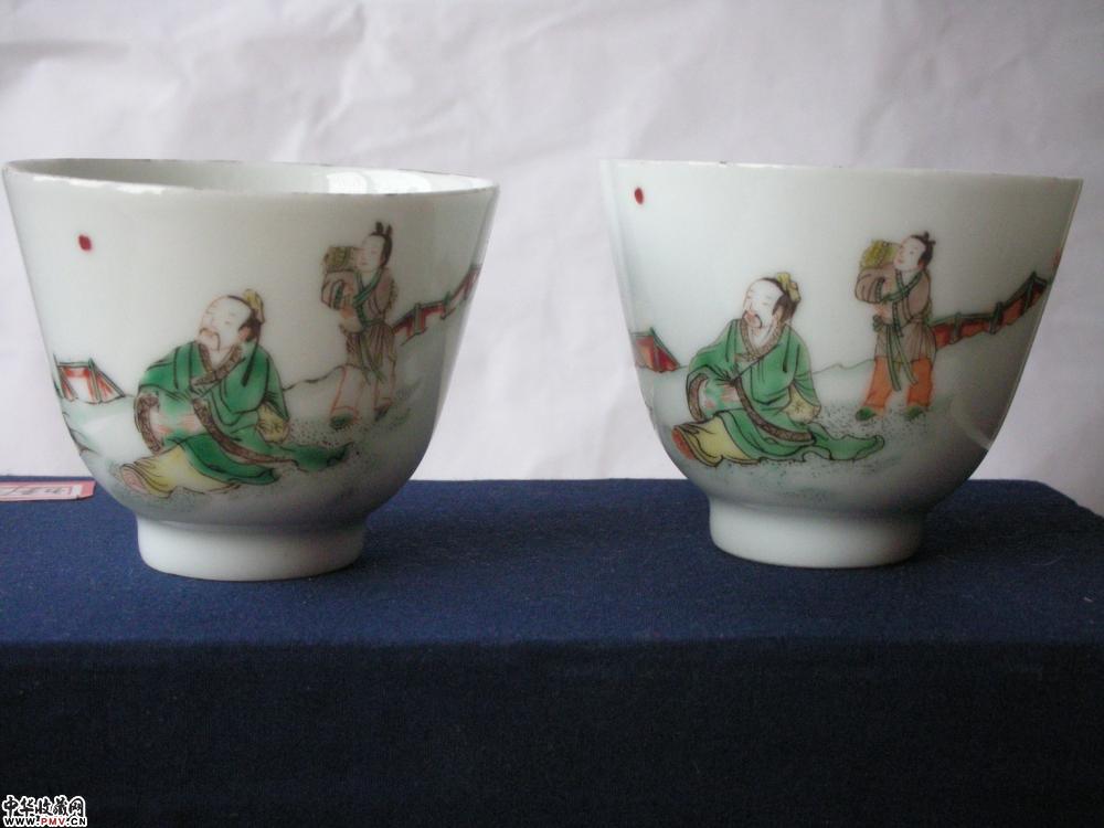 晚清 五彩高士人物纹杯(一对) 晚清 五彩高士人物纹杯(一对)
