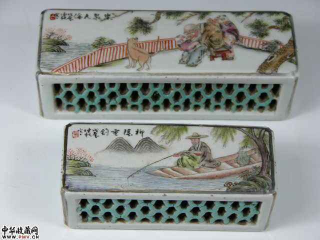 民国浅绛彩人物镇纸