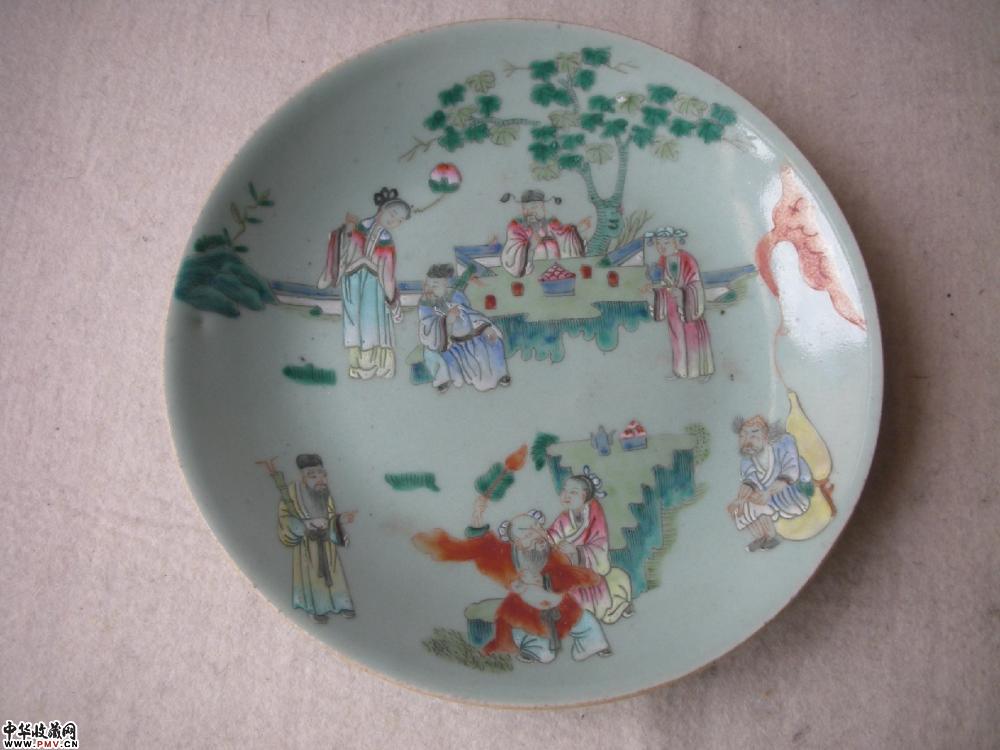 清 粉彩八仙人物纹碟 清 粉彩八仙人物纹碟