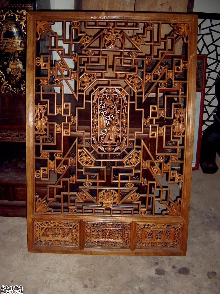 白木通雕屏风
