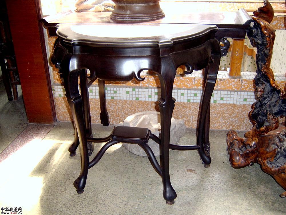 酸枝镶理石半月台