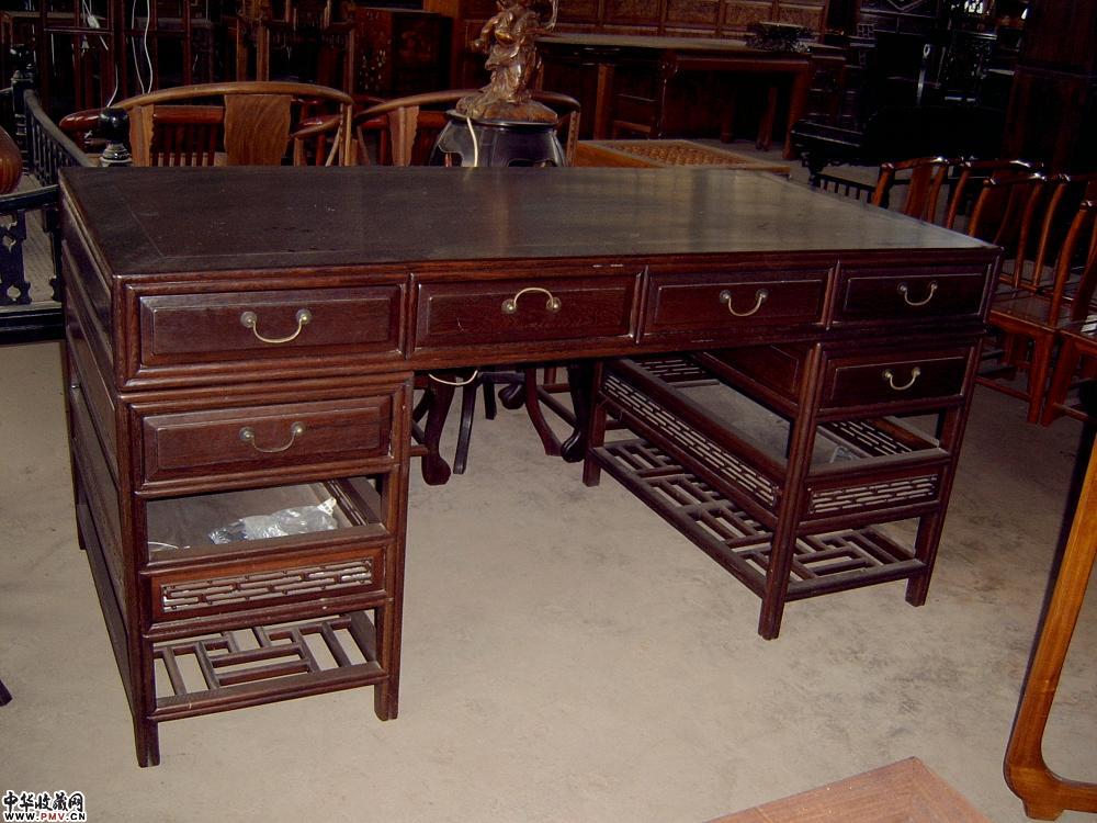 酸枝6抽写字台