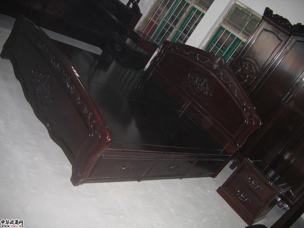 花梨洋花(带柜桶)大床3件／套