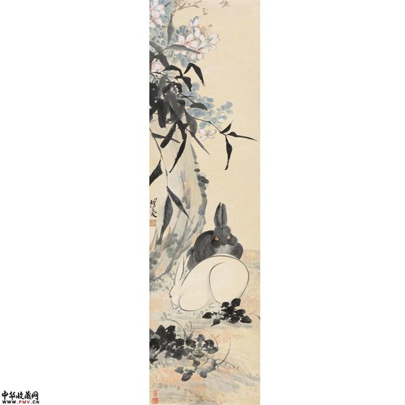 任熊 双兔花石 任熊 双兔花石