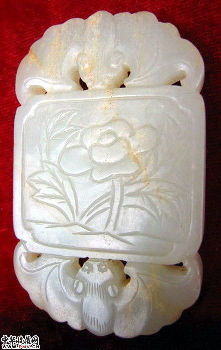 （明）白玉双蝠兰花牌