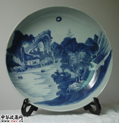 清山水人物盆
