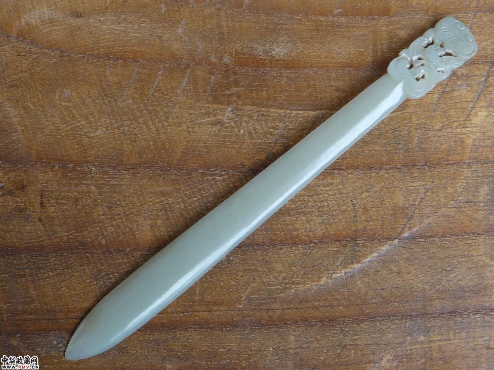 清  雕和田青玉福寿簪  已售