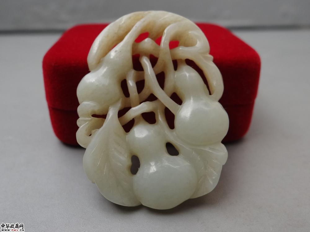 清  和田白玉缠枝葫芦佩