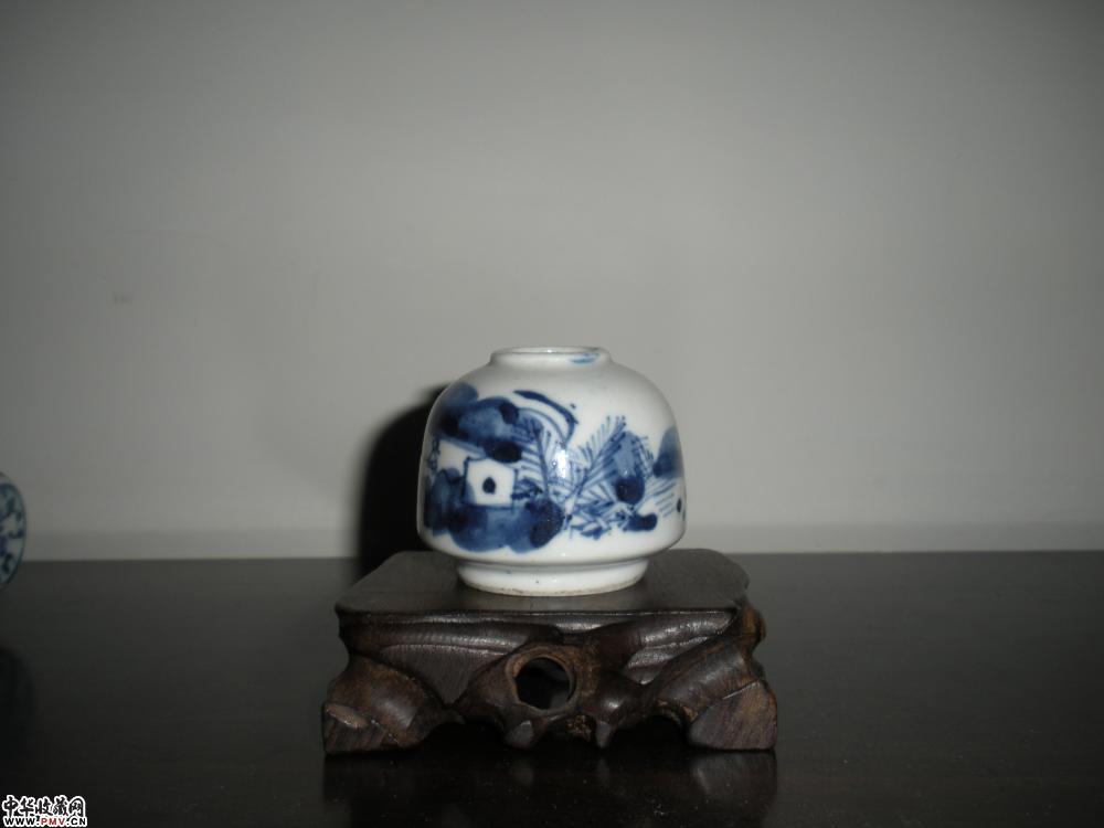 清．光绪青花山水水盂