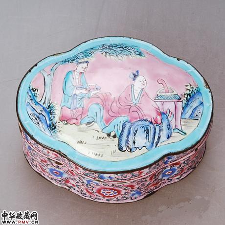 清中期铜胎画珐琅人物故事盖盒（已转让）