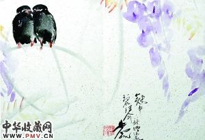 图为林风眠贺赠吴冠中结婚作品。