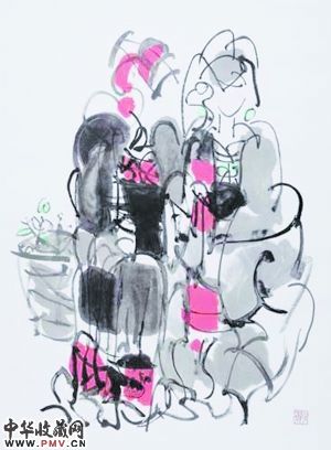 阿鸽《飘动的长裙》 45cm×68cm