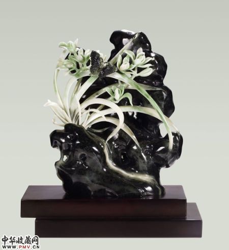 独山玉兰花摆件