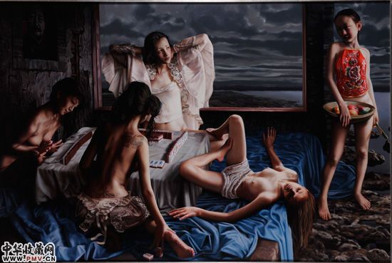 刘溢 2008.北京――搓麻将的女人 布面油画 2006年作 121x182cm