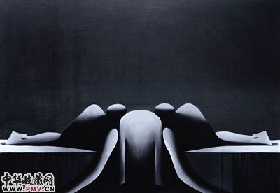 王广义1986年作品《后古典――马拉之死》。