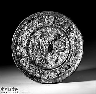 古代铜镜展将在深博举行,图为展出的青峰泉藏唐・海兽葡萄镜。(主办方供图)