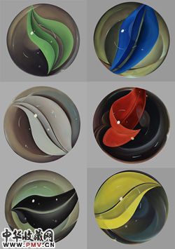 张哲溢作品《内丹》一组六个直径30cm×6cm布面油画2011年