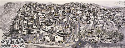 吴冠中1997年作品《老重庆》是中华艺术宫(原上海美术馆)此次参展的作品之一。