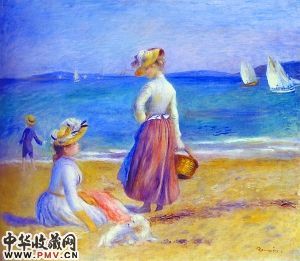 海滩上的人: 法国奥古斯特・雷诺阿(1841-1919),作品年代1890年。 海滩上的人: 法国奥古斯特・雷诺阿(1841-1919),作品年代1890年。