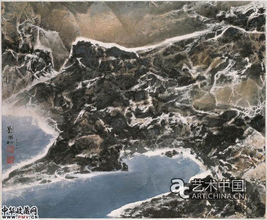 班公错湾 57.8cm x 92.7cm 纸本水墨设色 2008年