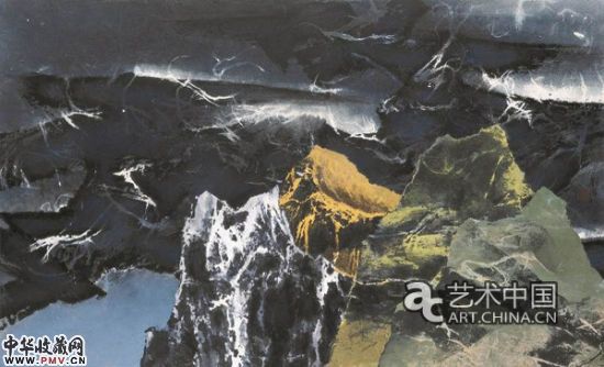 暮徒碧山下 57.6 x 94.4cm 纸本水墨设色 1967年