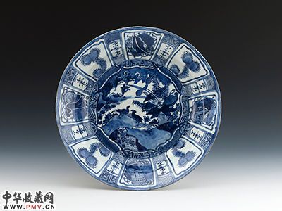 景德镇窑青花开光水禽图盘（上海博物馆藏）