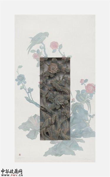花鸟图-1 综合材料140X77cm 2014