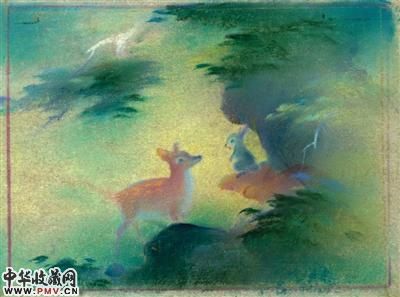 《小鹿斑比》融合了中国传统水彩绘画。