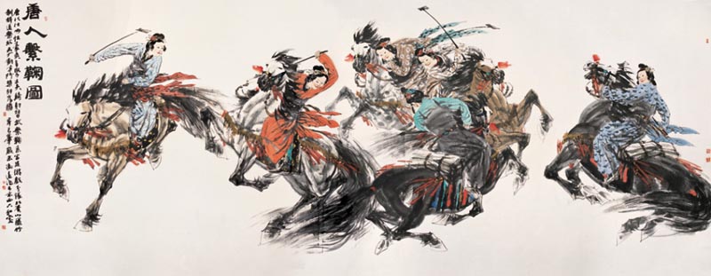 2001年作《唐人击鞠图》