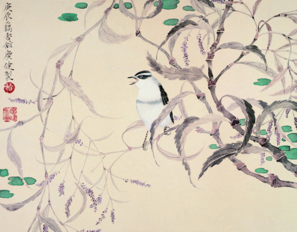 鸣秋 纸本设色