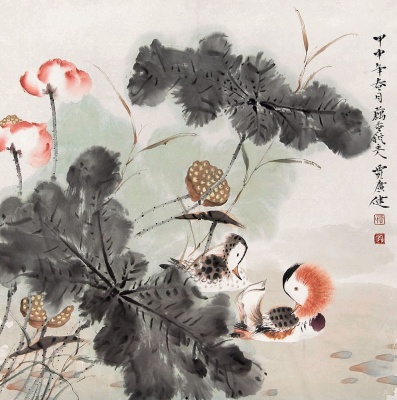 花鸟立轴