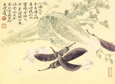 蔬果设色纸本