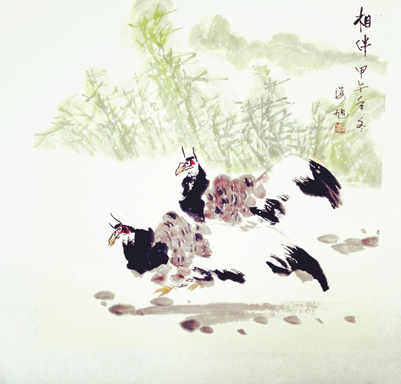 乔海旭花鸟-相伴