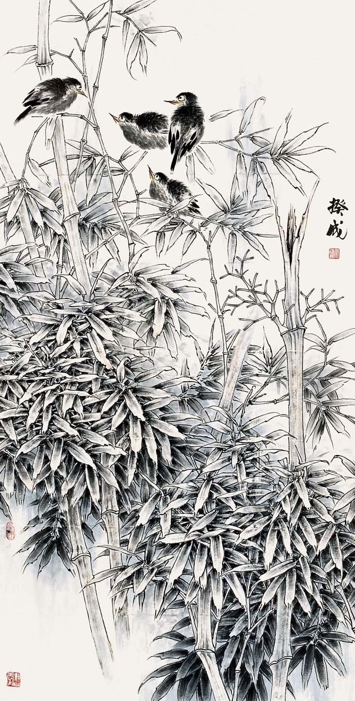 翠竹小鸟
