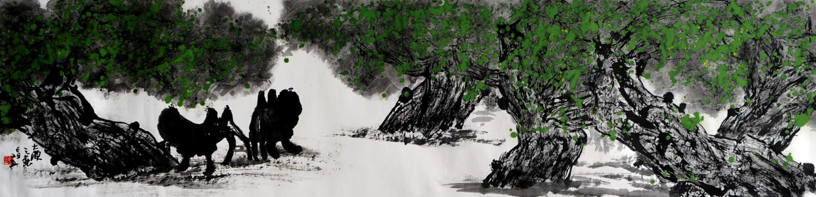 郭正英国画作品---大漠之春