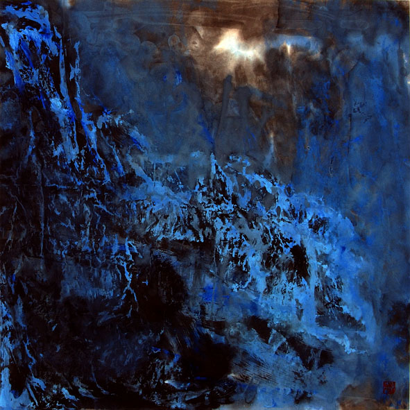郭正英国画作品---大地之声-清月席地